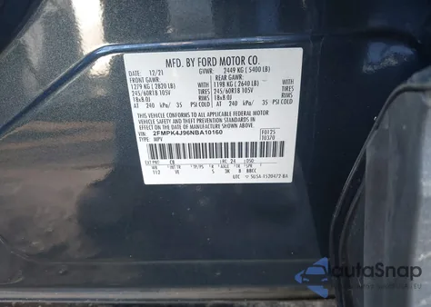 2022 Ford Edge Sel из США, поврежденный, VIN 2FMPK4J96NBA10160